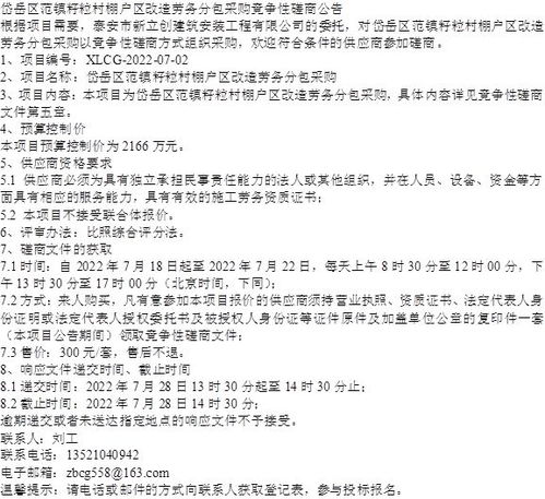 岱岳區(qū)范鎮(zhèn)籽粒村棚戶區(qū)改造勞務(wù)分包采購競爭性磋商公告